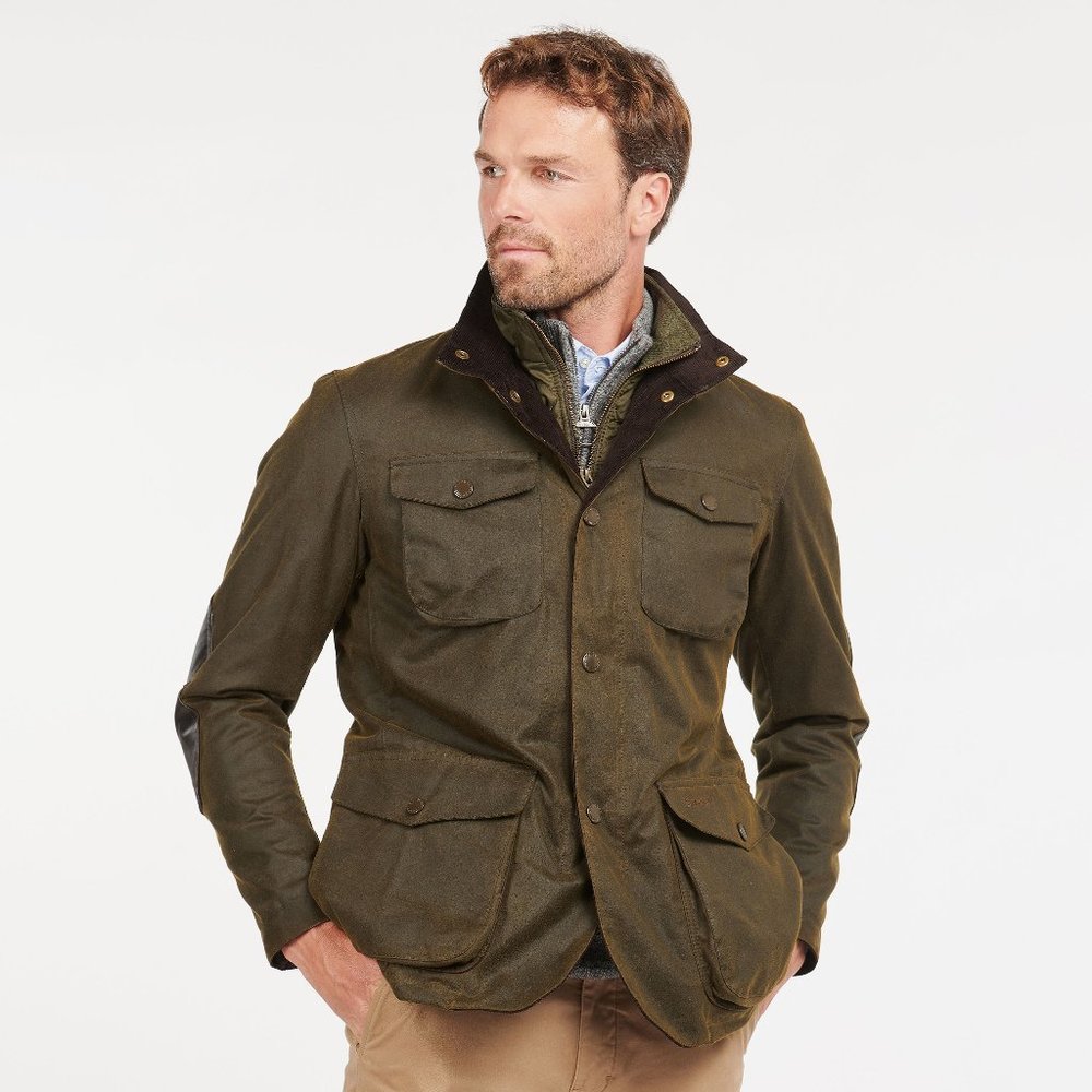 Barbour Ogston wax jacket in olive